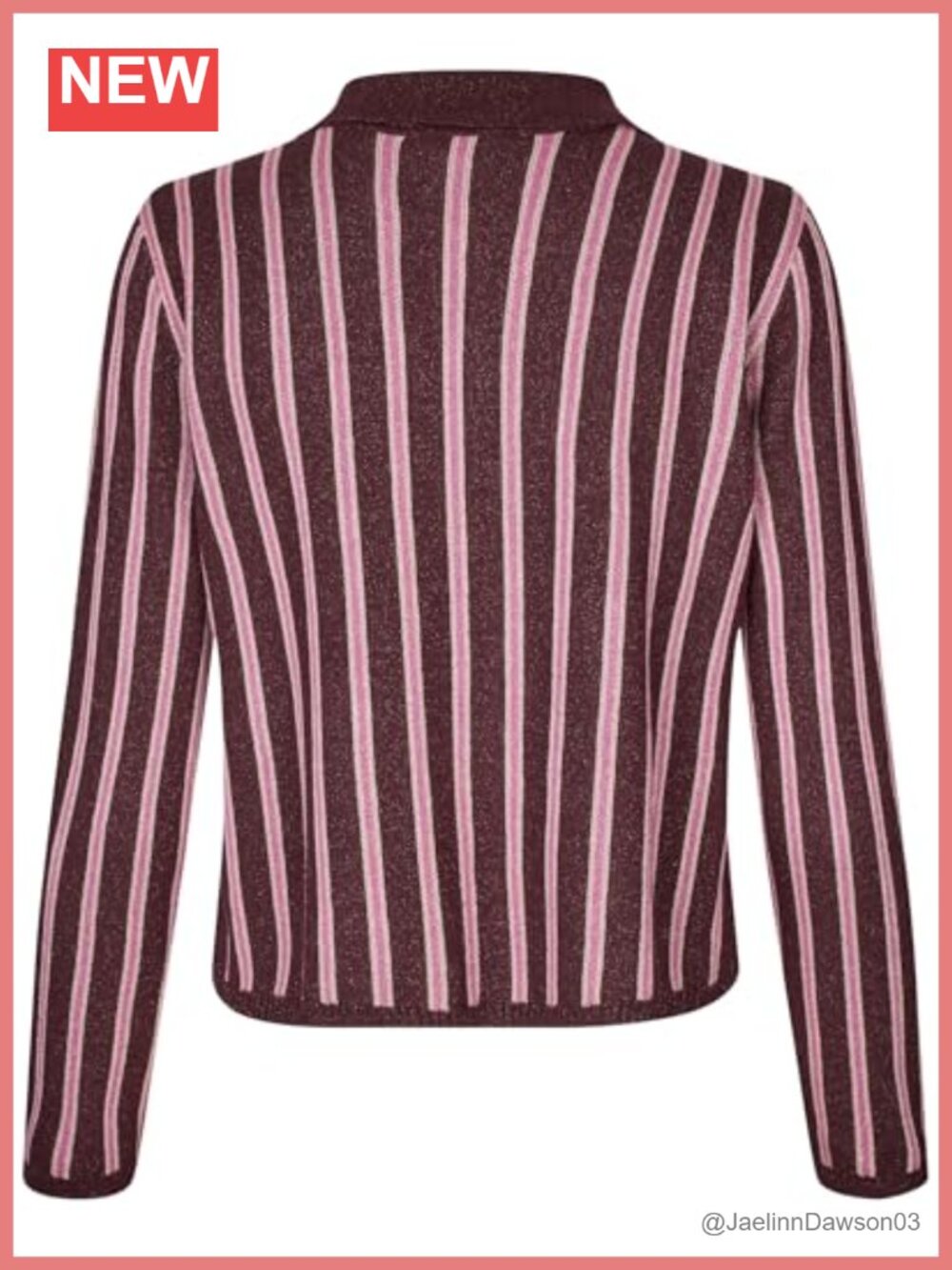 Metallic Thread Cardigan Button Patch Pocket Collared Lightweight - Picture 4 of 4